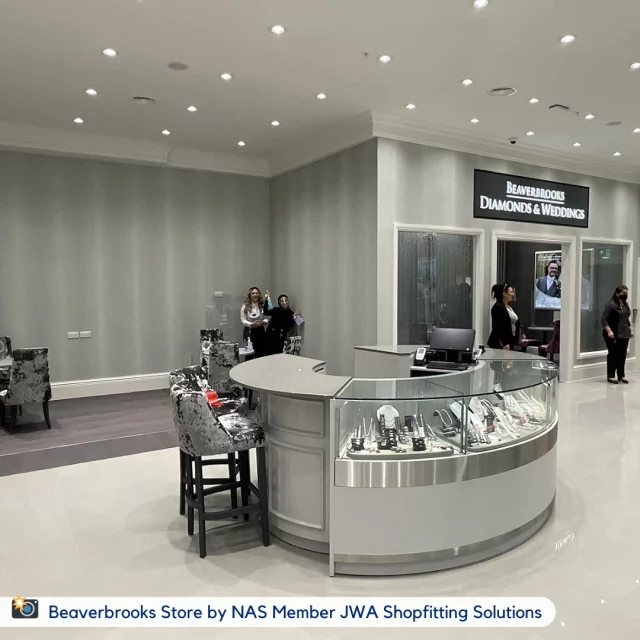 NAS Members JWA Shopfitting Solutions were appointed as main shopfitting contractor to form a flagship @beaverbrooksthejewellers store including separate retail areas for @breitling_uk, @omega and @tagheuer

A huge project, well executed  #Shopfitting #RetailDesign #InteriorDesign #RetailSolutions #LuxuryRetail #JewelryStore #ProjectManagement👏
